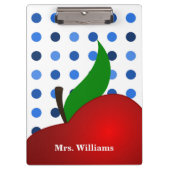 Aangepaste Polka Dot Red Apple-leraar Klembord (Voorkant)