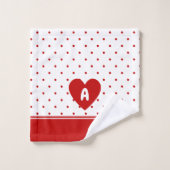 Aangepaste polka dot rode witte achtergrond monogr bad handdoek (Wasdoekje)