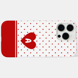 Aangepaste polka dot rode witte achtergrond monogr iPhone 16 pro max hoesje