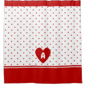 Aangepaste polka dot rode witte achtergrond monogr douchegordijn (Voorkant)