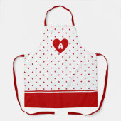 Aangepaste polka dot rode witte achtergrond monogr schort (Voorkant)