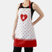 Aangepaste polka dot rode witte achtergrond monogr schort (Insitu)