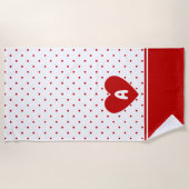Aangepaste polka dot rode witte achtergrond monogr strandlaken (Voorkant)