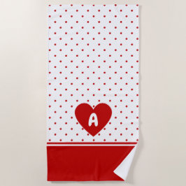 Aangepaste polka dot rode witte achtergrond monogr strandlaken