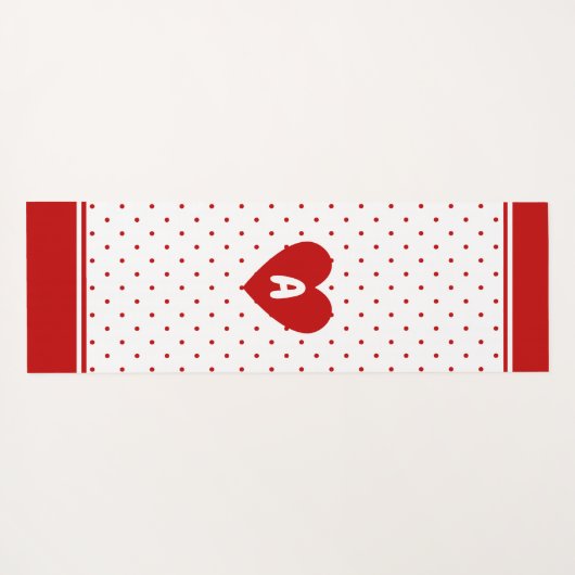 Aangepaste polka dot rode witte achtergrond monogr yogamat (Achterkant (horizontaal))