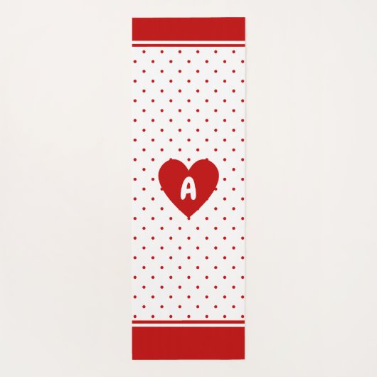Aangepaste polka dot rode witte achtergrond monogr yogamat (Achterkant)
