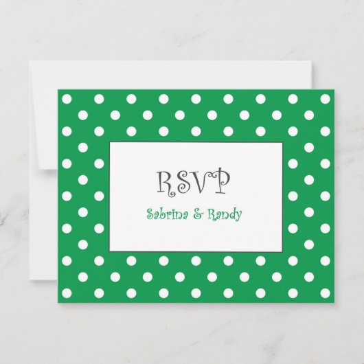 Aangepaste Polka Dot Wedding RSVP Kaarten Kaartje (Voorkant)