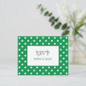 Aangepaste Polka Dot Wedding RSVP Kaarten Kaartje (Staand voorkant)
