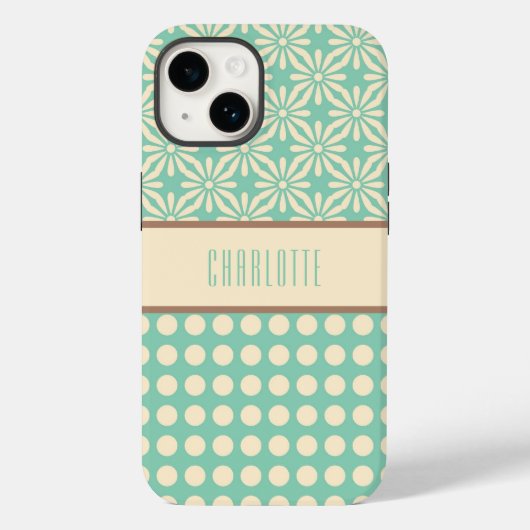 Aangepaste Polka Dots en Flowers Phone Case (Achterkant)