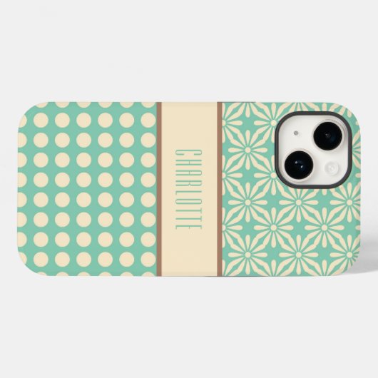 Aangepaste Polka Dots en Flowers Phone Case (Achterkant (horizontaal))