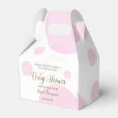 Aangepaste polkadot roze en gouden baby shower bedankdoosjes (Achterkant)