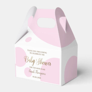 Aangepaste polkadot roze en gouden baby shower bedankdoosjes