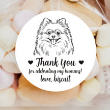 Aangepaste Pomeranian-honden-huwelijksgunststicker