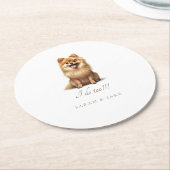 Aangepaste Pomeranian Pet Wedding Ronde Kartonnen Onderzetter (Gebogen)
