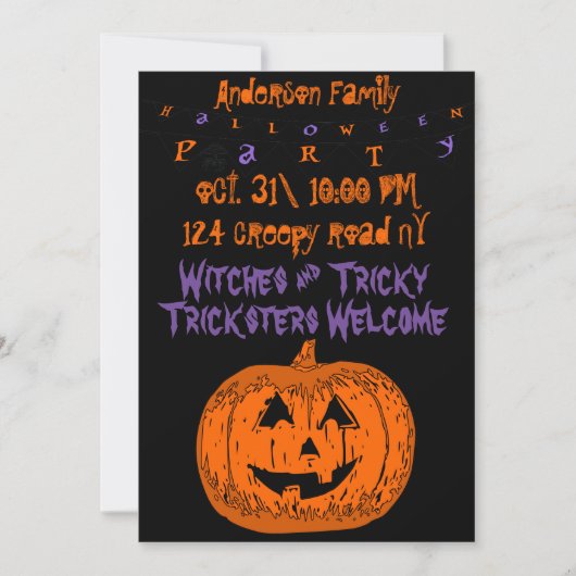 Aangepaste pomkin Halloween party Invitation Kaart (Voorkant)