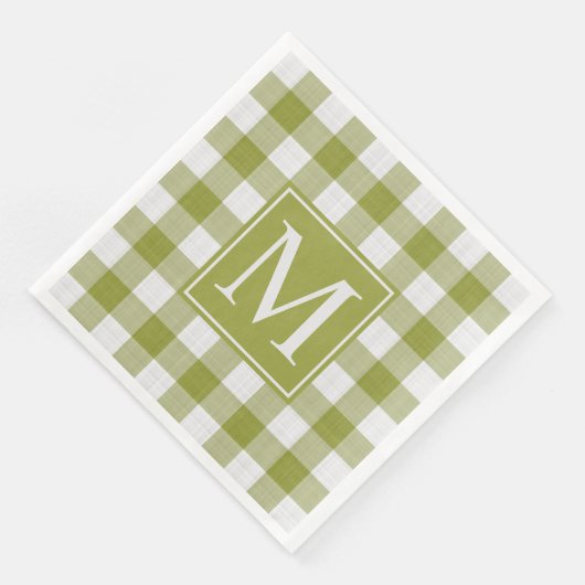 Aangepaste pompoen bladeren groen gingham patroon servet (Hoek)