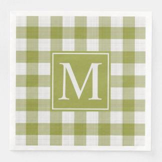 Aangepaste pompoen bladeren groen gingham patroon servet