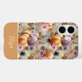 Aangepaste pompoen en bloemen geruit patroon Case-Mate iPhone case (Achterkant (horizontaal))