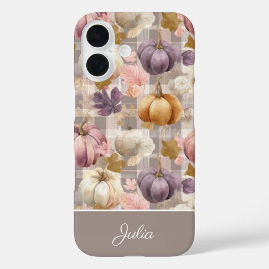 Aangepaste pompoen en bloemen geruit patroon Case-Mate iPhone case (Achterkant)