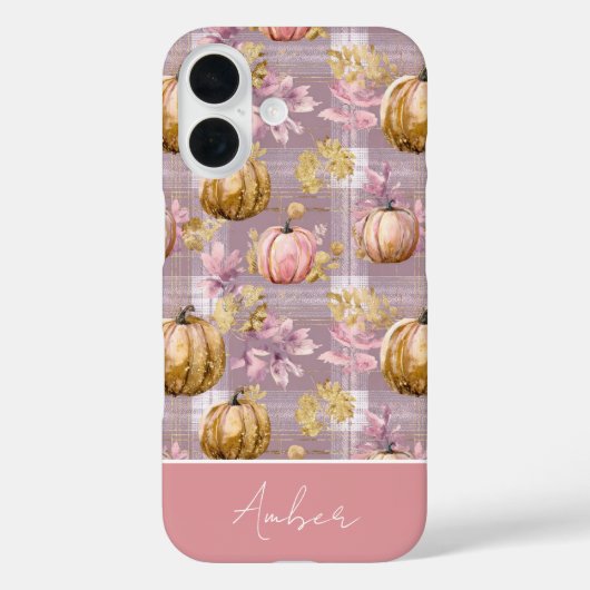 Aangepaste pompoen en bloemen geruite patroon  Case-Mate iPhone case (Achterkant)