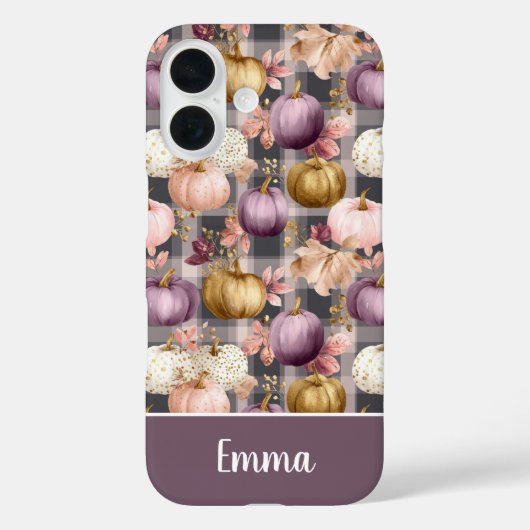 Aangepaste pompoen en bloemen geruite patroon  Case-Mate iPhone case (Achterkant)