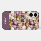Aangepaste pompoen en bloemen geruite patroon  Case-Mate iPhone case (Achterkant (horizontaal))