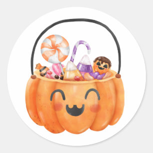 Aangepaste pompoen Halloween emmer feest sticker v