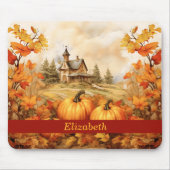 Aangepaste Pompoen Herfst Leaf Church Thanksgiving Muismat (Voorkant)