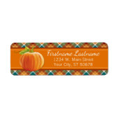 Aangepaste pompoen oranje herfst geruit vierkant p etiket (Voorkant)