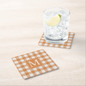 Aangepaste Pompoen Sinaasappel Gingham Pattern Kartonnen Onderzetters (Insitu)