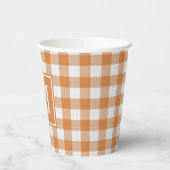 Aangepaste Pompoen Sinaasappel Gingham Pattern Papieren Bekers (Links)
