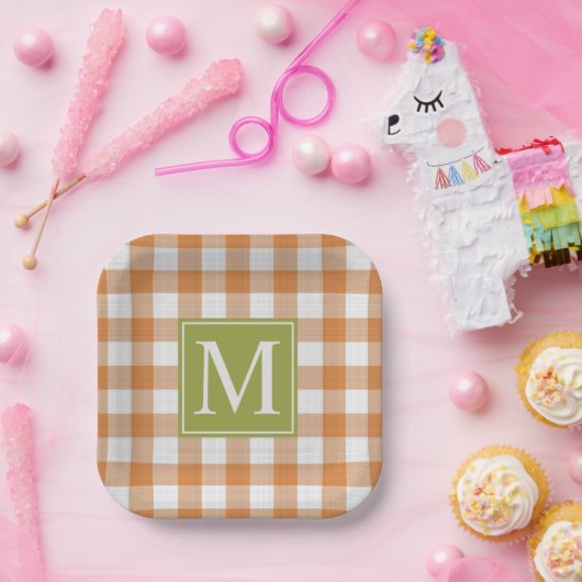 Aangepaste Pompoen Sinaasappel Groene Picknick Gin Papieren Bordje (Feest)