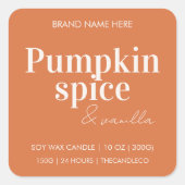Aangepaste pompoen specerij & vanille kaars Label (Voorkant)