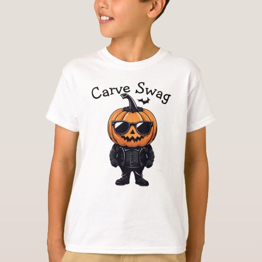 Aangepaste pompoen T-shirt, Schattigee Halloween C T-shirt (Voorkant)
