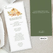 Aangepaste pompoen Thanksgiving Friendsgiving Dine Menu