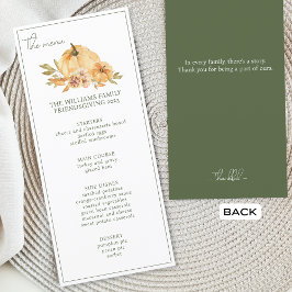 Aangepaste pompoen Thanksgiving Friendsgiving Dine Menu