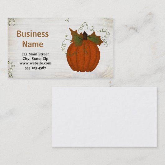 Aangepaste pompoen visitekaartje (Voorkant / Achterkant)