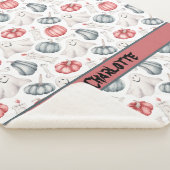 Aangepaste pompoen voor Halloween Cute Ghost Bone Sherpa Deken (3/4)