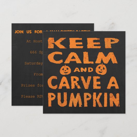 Aangepaste pompoencarving Halloween Party Invitati Kaart (Voorkant / Achterkant)
