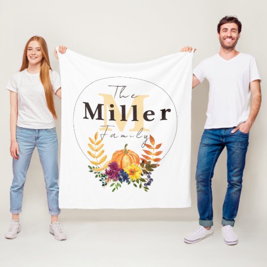 Aangepaste pompoenflorale pompoen fleece deken (In situ)