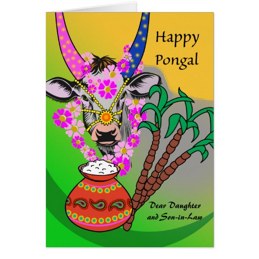Aangepaste pongal voor Dochter en Zoon-in-Wet, Koe (Voorkant)