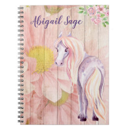 Aangepaste  Pony en Daisy Flowers Horse Notitieboek