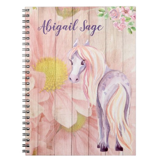 Aangepaste  Pony en Daisy Flowers Horse Notitieboek (Voorkant)
