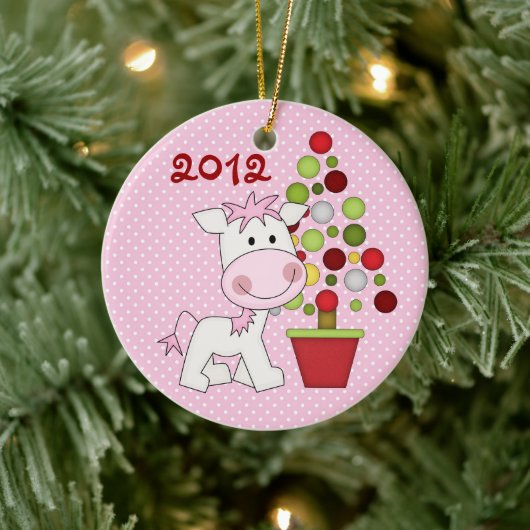 Aangepaste Pony en kerstboom Keramisch Ornament (Boom)