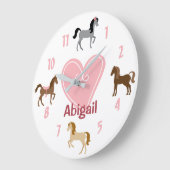 Aangepaste pony's en roze hartritme grote klok (Hoek)