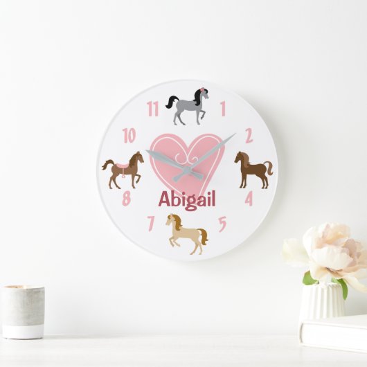 Aangepaste  pony's en roze hartritme grote klok (Huis)