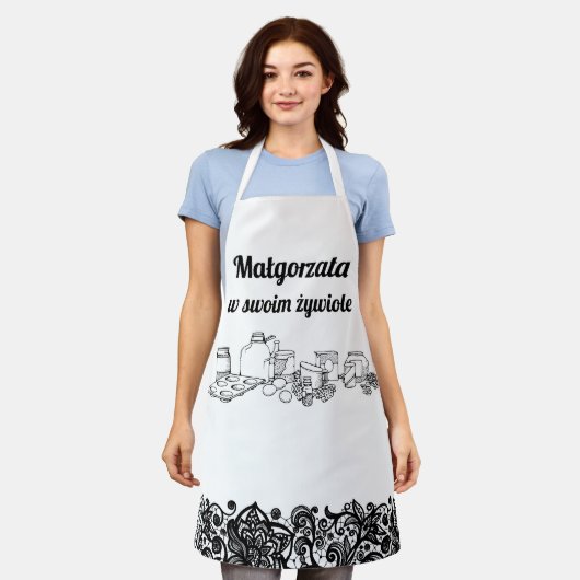 Aangepaste Poolse pron met kant afdrukken Schort (Gedragen)