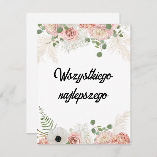 Aangepaste Poolse verjaardagskaart (Voorkant / Achterkant)