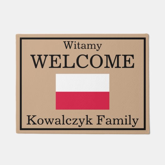 Aangepaste Poolse Vlag Familie Naam Deurmat (Voorkant)