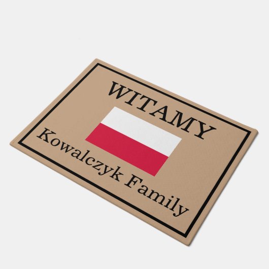 Aangepaste Poolse vlag Naam deurmat (Schuin)